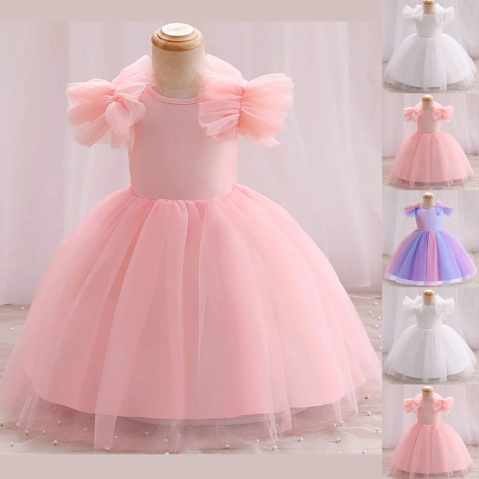 

New Summer Kids Girl Princess Dress Children Girls Fluffy Tulle Prom Gown Elegant Evening Dress Holiday Birthday Gift