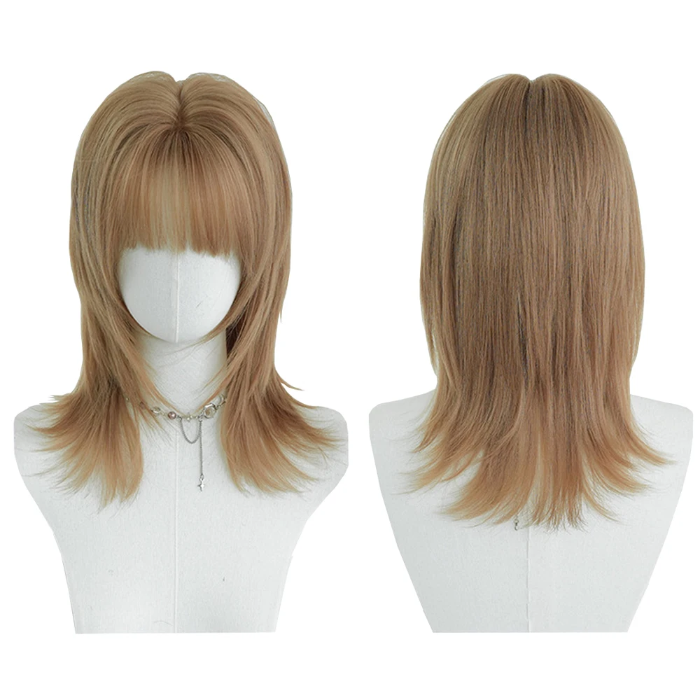 شعر صناعي بتصفيفة شعر البوري مع غرة، وإطلالات زرقاء وشعر مستعار رقيق، مناسب للعب الأدوار اليومي للنساء