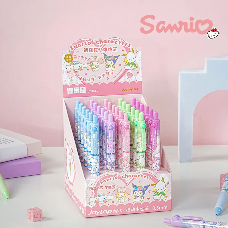 

30pcs Sanrio Press Neutral Pen Suit Cartoon Kuromi Cinnamoroll Wonderful Daily Series 0.5mm Student Office Stationary Wholesale