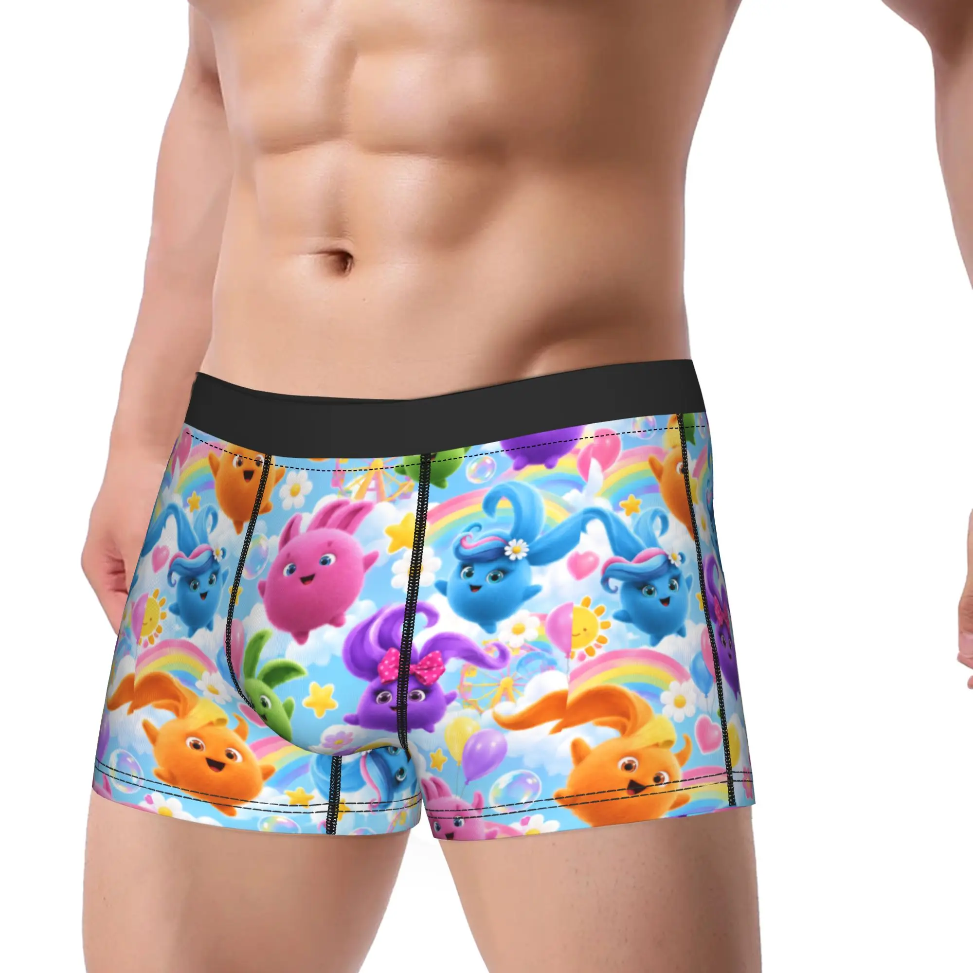 Plush Bunny Rainbow Sky Pattern Boxer Brief  Underwear Hot Sale Males Soft Trend Trunk Printing Plus Size Panties