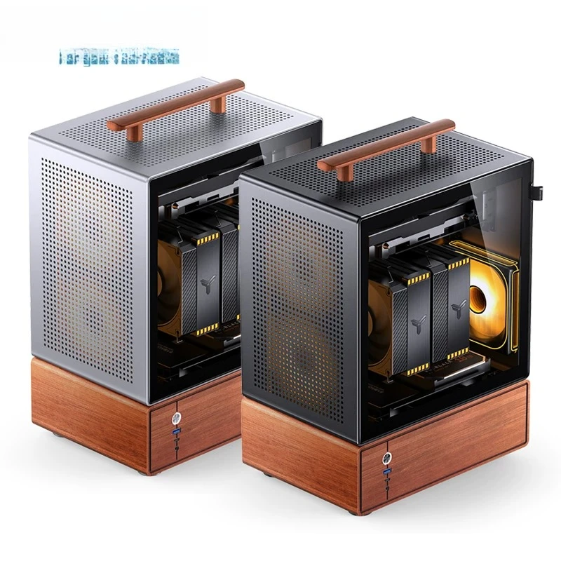 T7 Portable Mini MATX Small Chassis Aluminum Alloy Walnut Light Luxury Design Desktop Computer Chassis