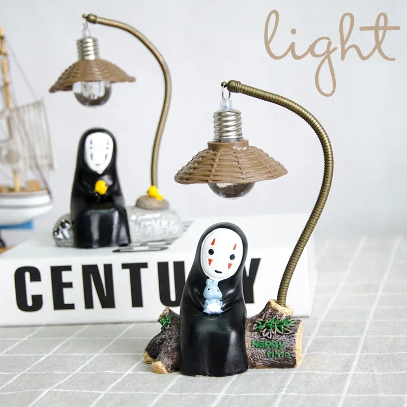 Luminária de Mesa LED Pequena Sem Rosto de Personagem de Anime, Proteção para os Olhos, Decoração de Mesa Fofa Totoro, Presente de Aniversário