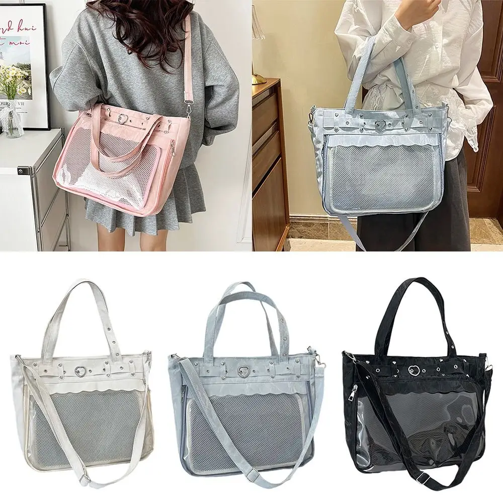 

Transparent Ita Bag Large Capacity Original Design JK Uniform Shoulder Bag Pure Color Internal Compartment Y2K Tote Bag
