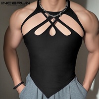 Men Tank Tops Solid Color Hollow Out Sleeveless 2025 Male Vests Streetwear Summer Sexy Fashion Men Clothing S-3XL INCERUN