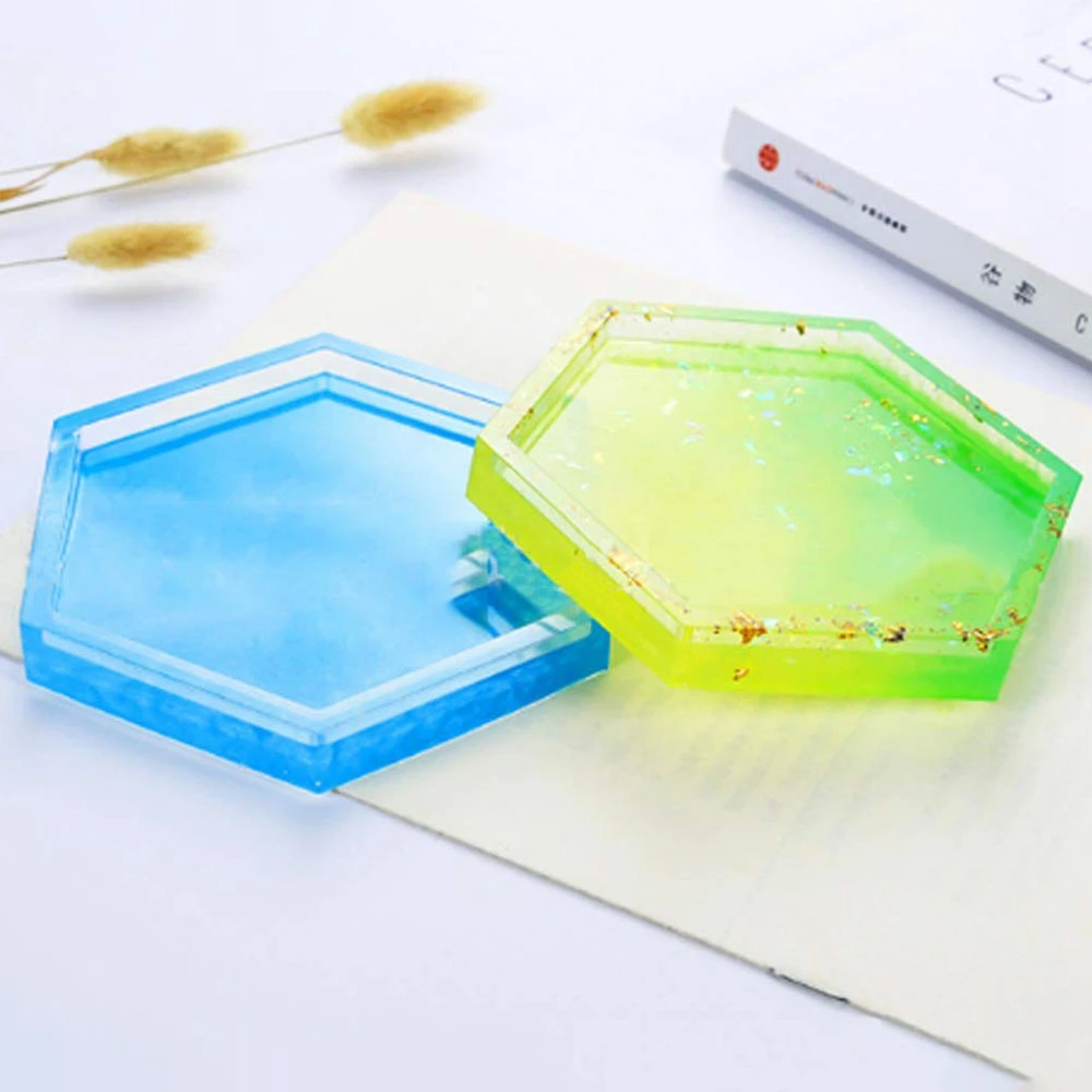 

CGS-4 Pack Hexagon Silicone Coaster Molds Silicone Resin Mold, Clear Epoxy Molds For Casting With Resin, Concrete, Cement And Po