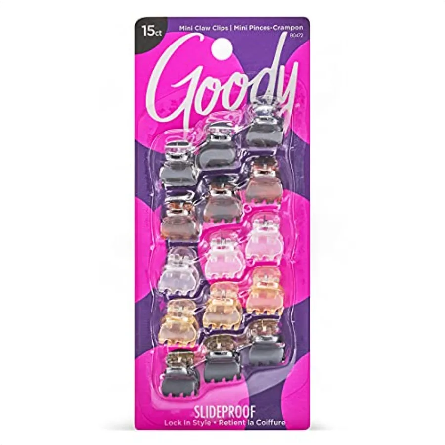

Goody SlideProof Classics Мини-заколки для когтей 15-каратного ассорти нейтральных аксессуаров для укладки волос с надежной ручкой Шикарные аксессуары для волос для