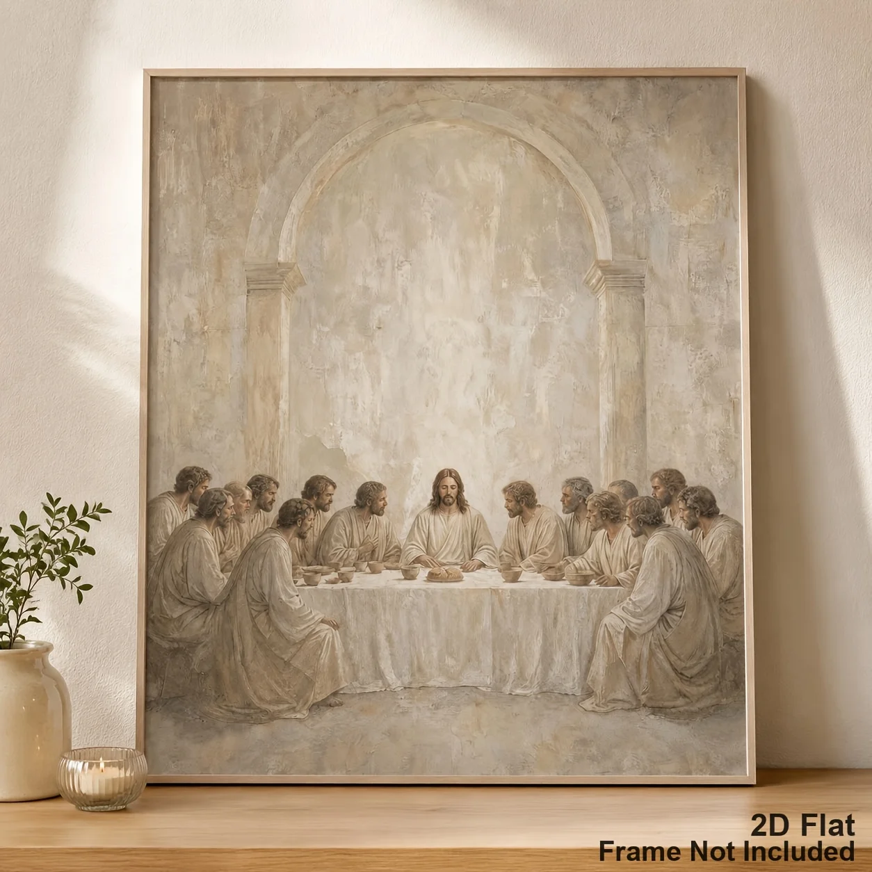 (No frame)2D Flat, Posters And Prints Unframed Canvas Wall Art Vintage Religious Last Supper And Disciples Painting Canvas HD
