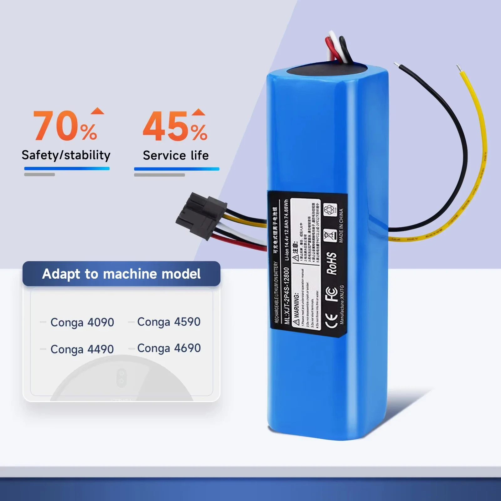 100% Nieuwe 12800 mAh Li-ion Batterij voor CECOTEC CONGA 4090 4490 4690 4590 Robot Stofzuiger 14.4 V 18650 4S2P Batterij Packs