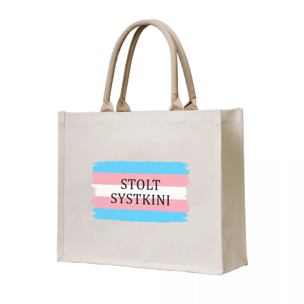 

Trans fáni - Stolt systkini Tote Bag tote bag custom ecological bags shopping trolley bag Beach