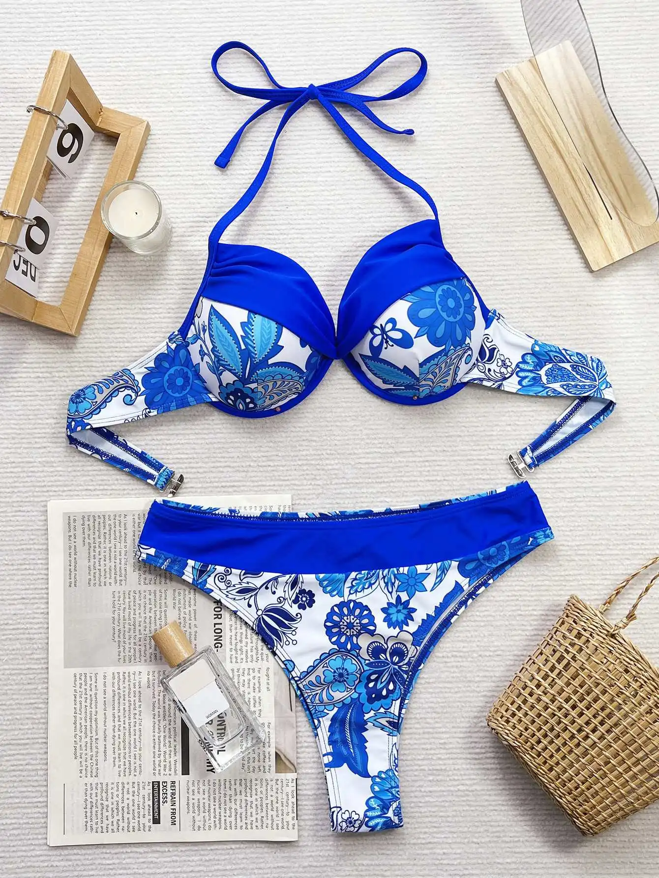 New Fashion Women's Sexy Bikini Set Lady Stylish Halter Swimwear Two Pieces Side Tied Swimsuit Hot Summer Beachwear