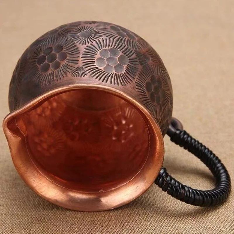 Vintage Copper Mini Coffee Mug,Camping Water Mug Handcrafted Hammer Texture Handle Juice Cups Home use Drinking 200ml Tea Cup