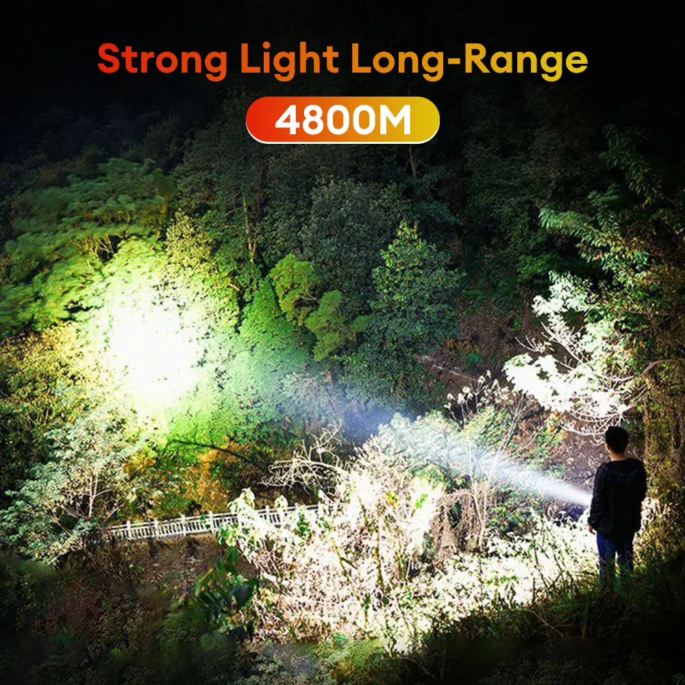 1200000LM Powerful LED Flashlight P700 Flash light Long Range 4200m Torch Waterproof Camping Hand Light USB Rechargeabl