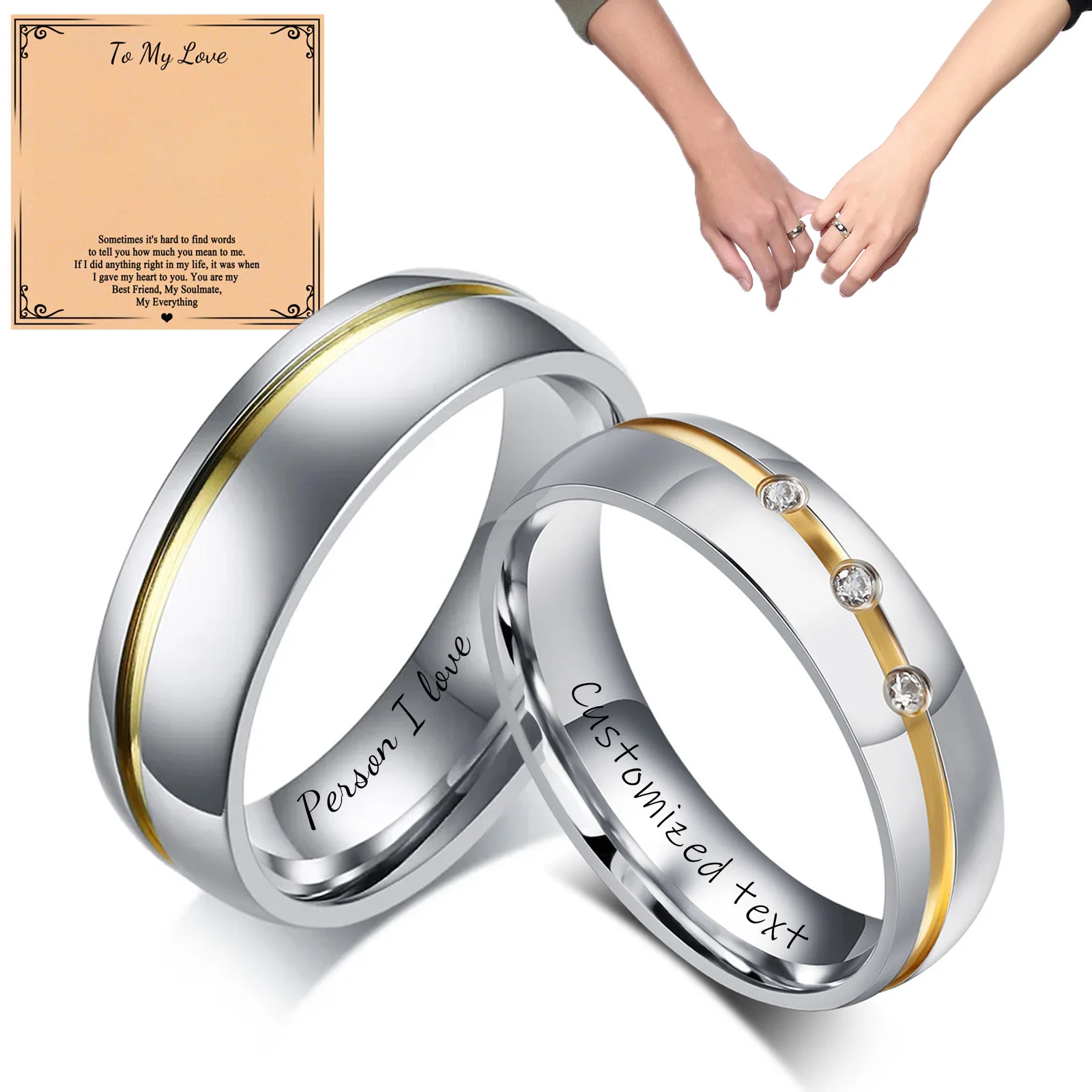 

Personality Couple Ring Stainless Steel Wedding Engagement Band 6mm Rings Engraved Meaningful Love Token Jewelry for Women / Men