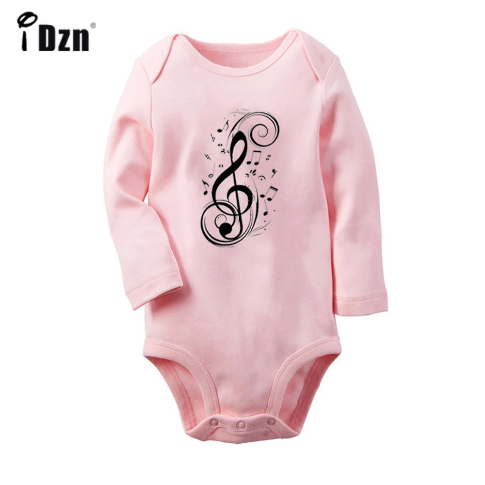 Retro Art Music notation Treble clef Cute Baby Rompers Baby Boys Girls Fun Print Bodysuit Infant Long Sleeves Jumpsuit Clothes