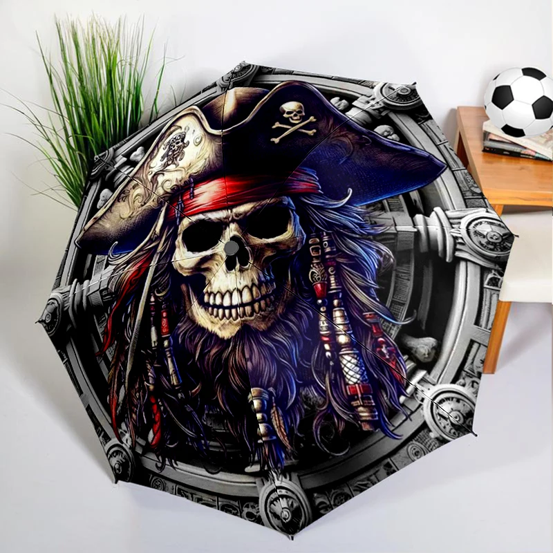 

1PC Pirate Skeleton Umbrella Automatic Open/close, Sturdy Iron Frame & 8-Rib Struct, Umbrella for Women & Men, Christmas Gifts