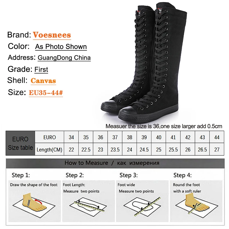 2023 Spring Autumn Women Shoes Canvas Casual High Top Long Boots Lace-Up Zipper Comfortable Flat Mid-Calf Boots Sport Large Size