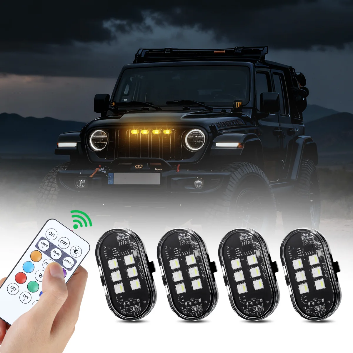 Wireless Remote Control LED Strobe Light - 6 LEDs Multi-Color Lamp for Motorcycle Car Bike, Universal Accent Lighting