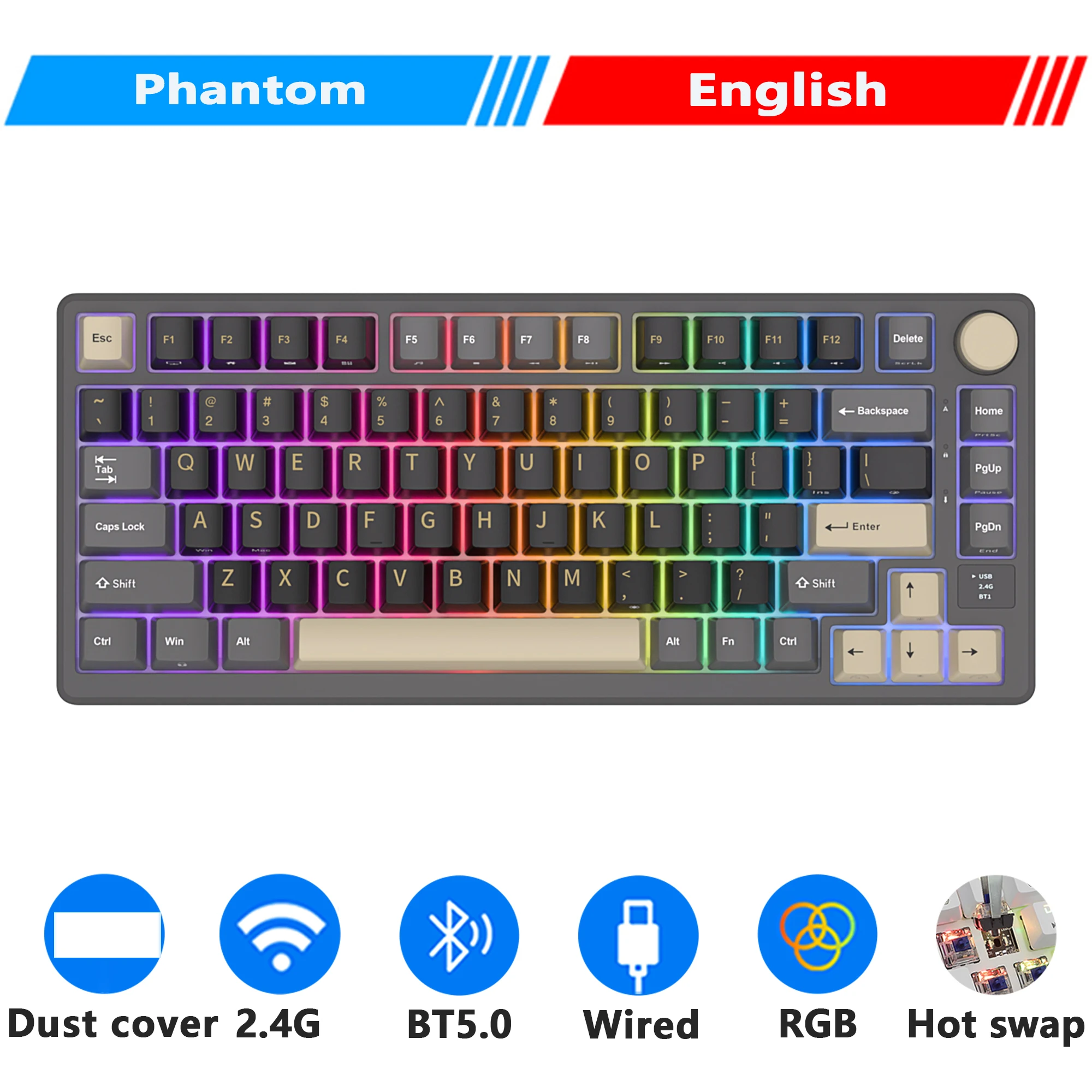RK ROYAL KLUDGE M75 2.4G ワイヤレス/Bluetooth/USB-C メカニカル