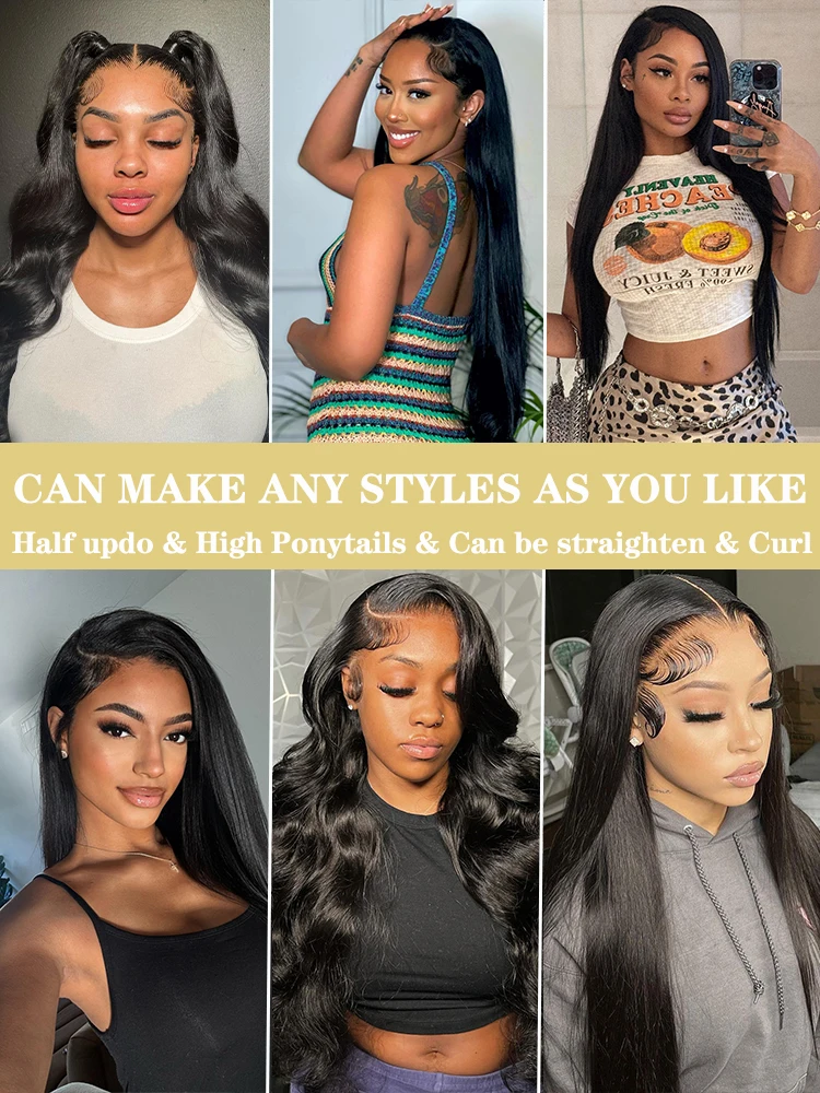 موسيلي العظام شعر مستعار مستقيم الشعر البشري 13x6 HD الدانتيل الباروكة الأمامية 40 42 بوصة 100% الشعر الخام ريمي 5x5 إغلاق غلويليس أسود طبيعي