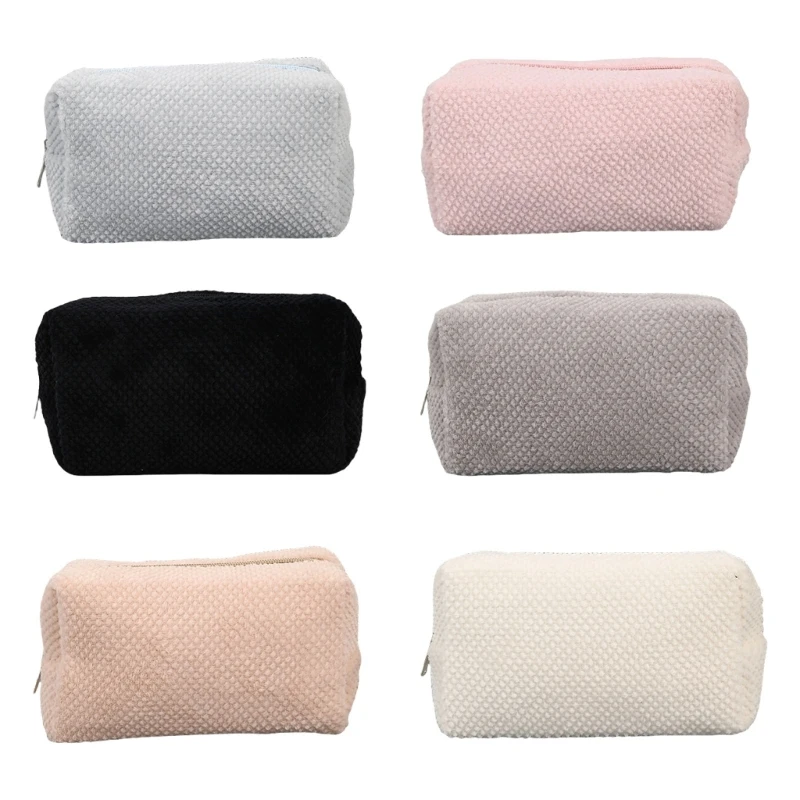 Plush Pencil Case for Student Girl Women Large Capacity Pen Bag Zippered Pen Pouches Travel Cosmetics Storage Bag