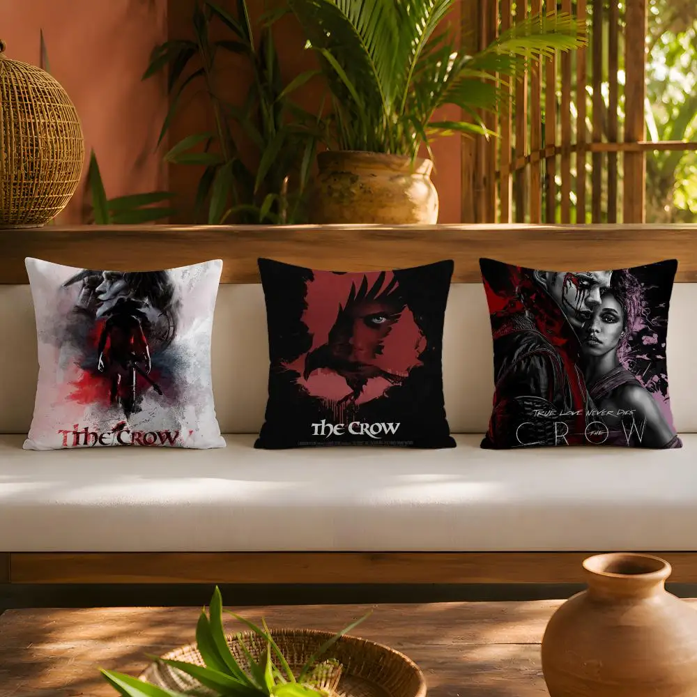 R-Raven C-Crow Movie Cushion Cover 1pc Square Plush Pillow Cover Soft Fuzzy Removable Washable Sofa Bed Bedroom Decor