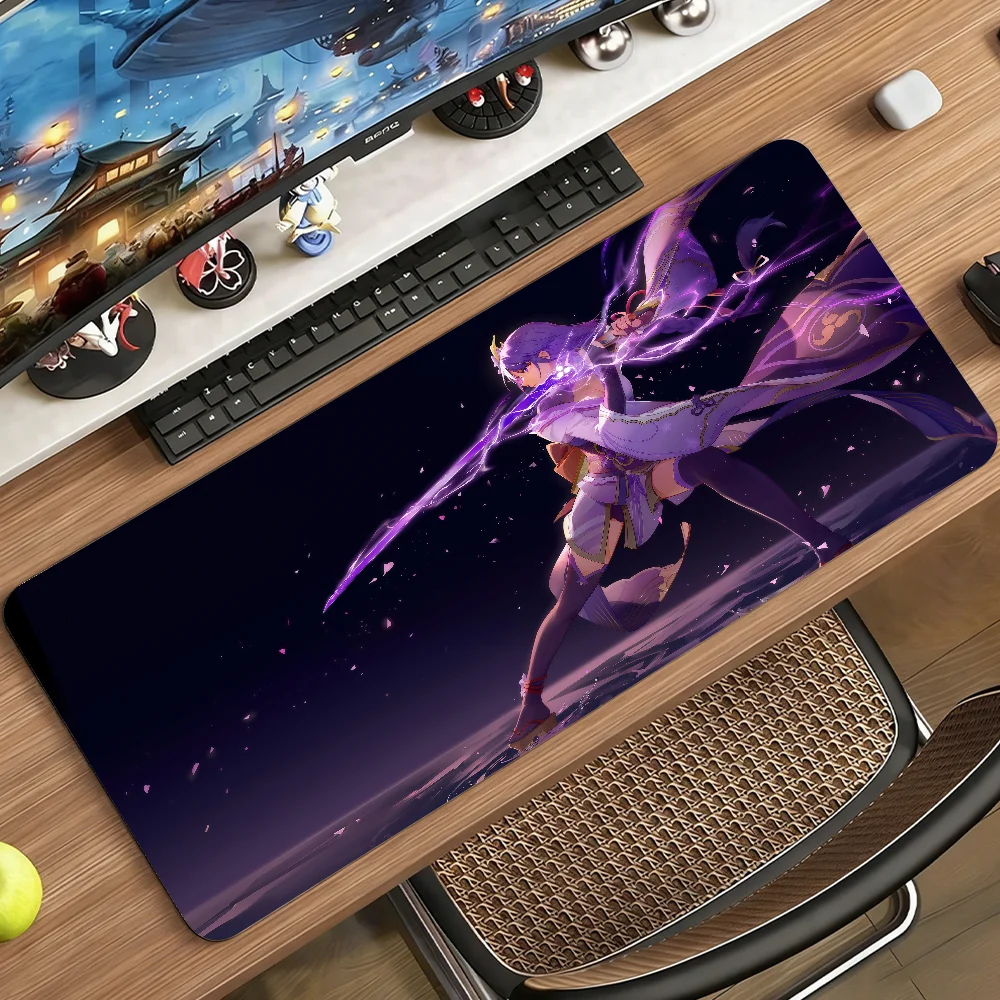 Genshin Impact Raiden Shogun MousePad Non-slip Locking Edge DeskMat PC Laptop Accessories Rubber Office Keyboard Game 350x900x3 view 3