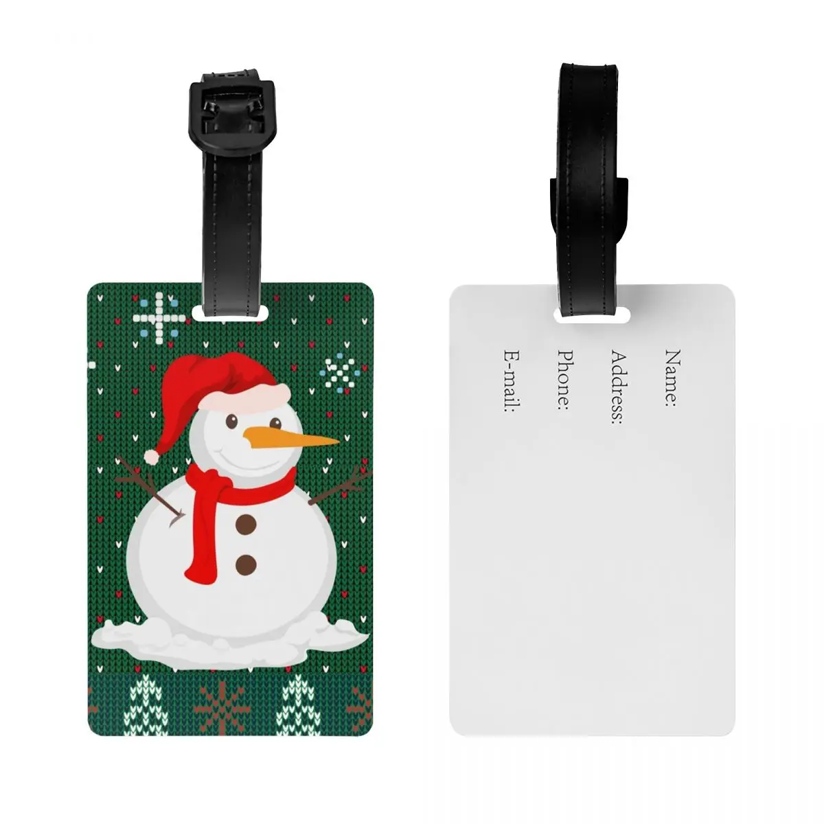 Custom Christmas Snowman Luggage Tag Custom New Year Gnome Baggage Tags Privacy Cover Name ID Card