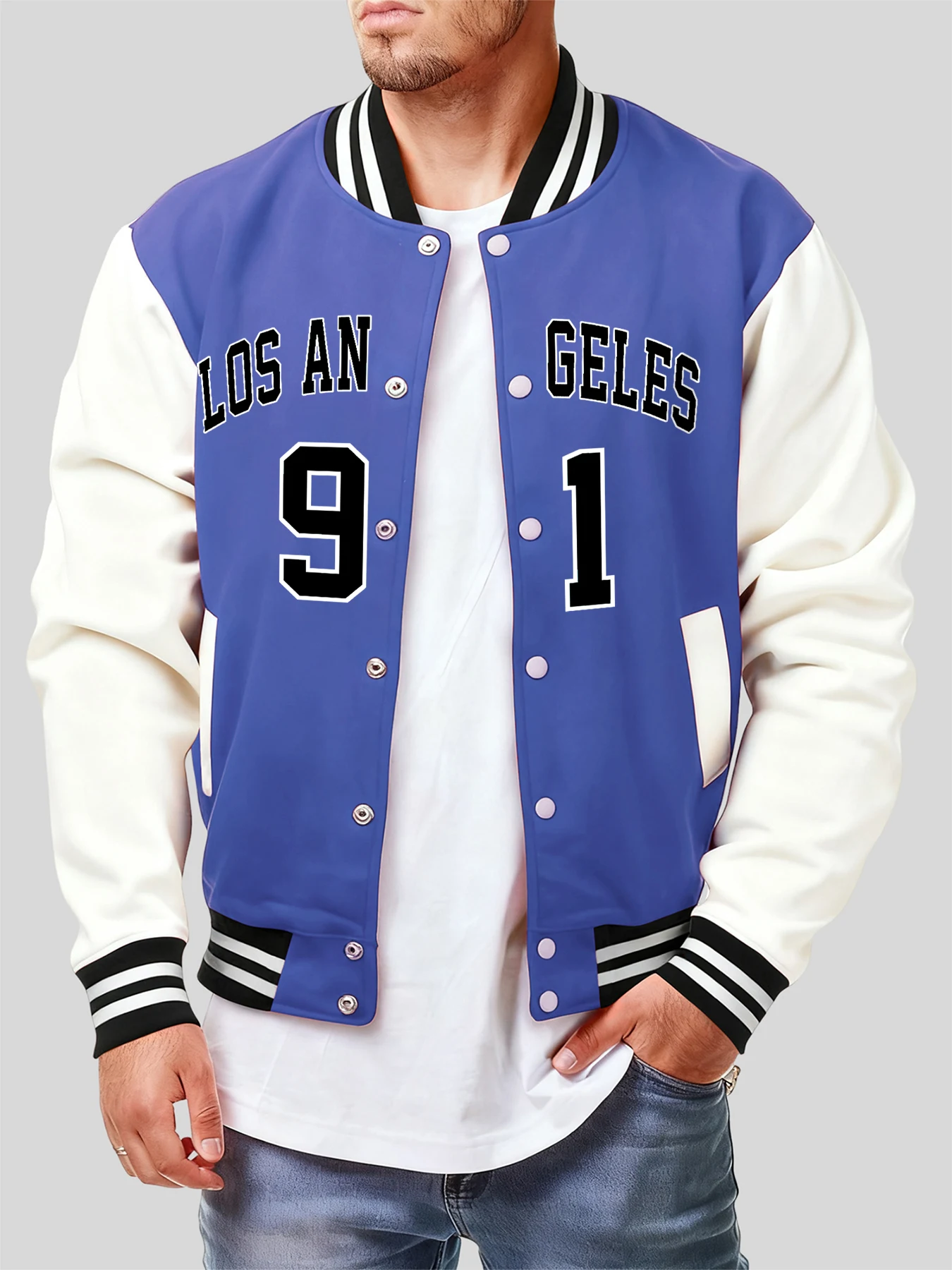 

Letter And Number 91 Print Baseball Jersey Men New Loose Fleece Streetwear Casual Pullover Jackets Autumn Fashion Clothes