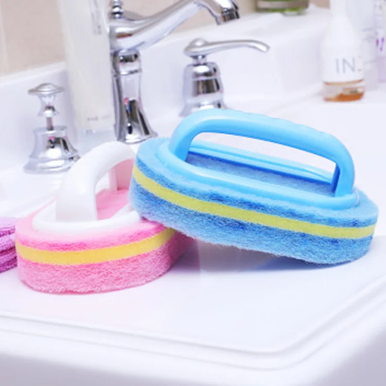 

1pcs cleaning brush with handle, sponge brush, kitchen, bathroom, ceramic tile, decontamination, bathtub brush, cleaning brush