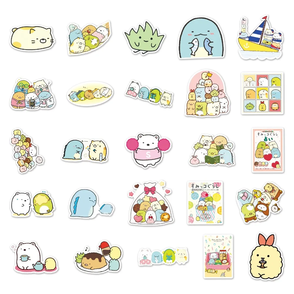 50 قطعة من ملصقات الرسوم المتحركة Sumikkogurashi المقاومة للماء على شكل مانغا ياباني لطيف كرتوني أشياء صغيرة رسم خربش زينة هدية #3