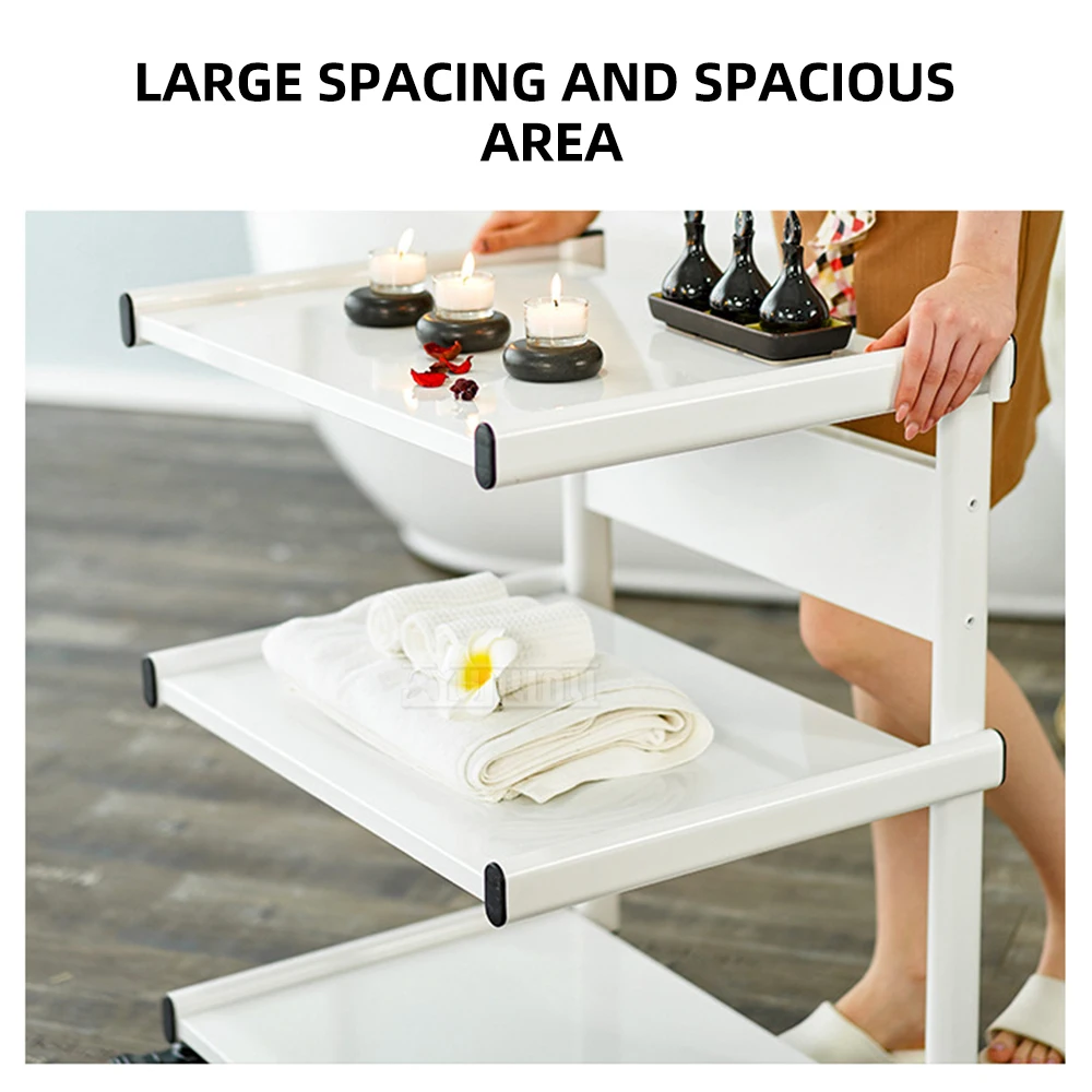 Hairdressing Tool Cart with Wheels Storage Cart,Metal 3-Tier Beauty Trolley,  Floor Multi-Tier Storage Rack