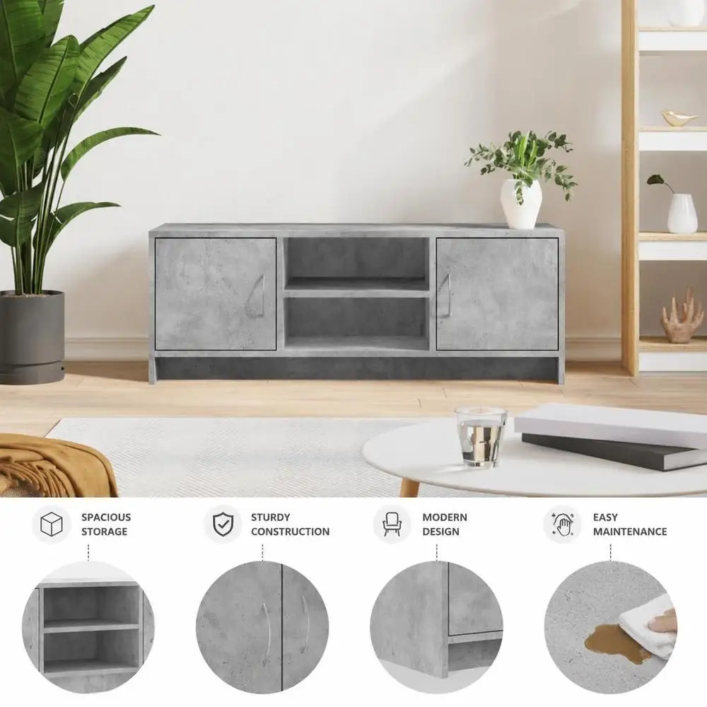 Meuble TV en bois avec grand espace de rangement, meuble moderne pour salon avec étagère 102x30x37,5 cm