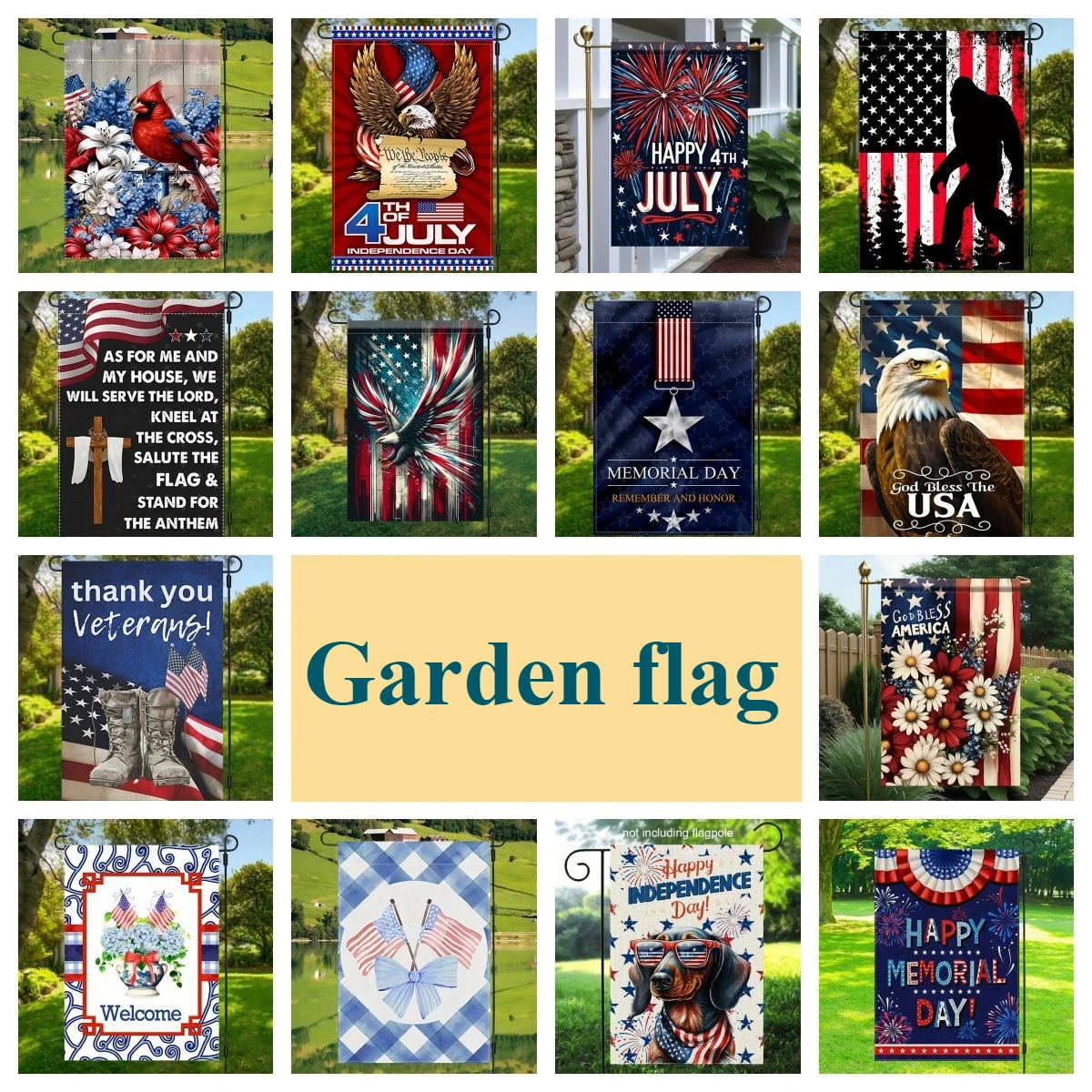 1pcs Patriotic Memorial Day Garden Flag 