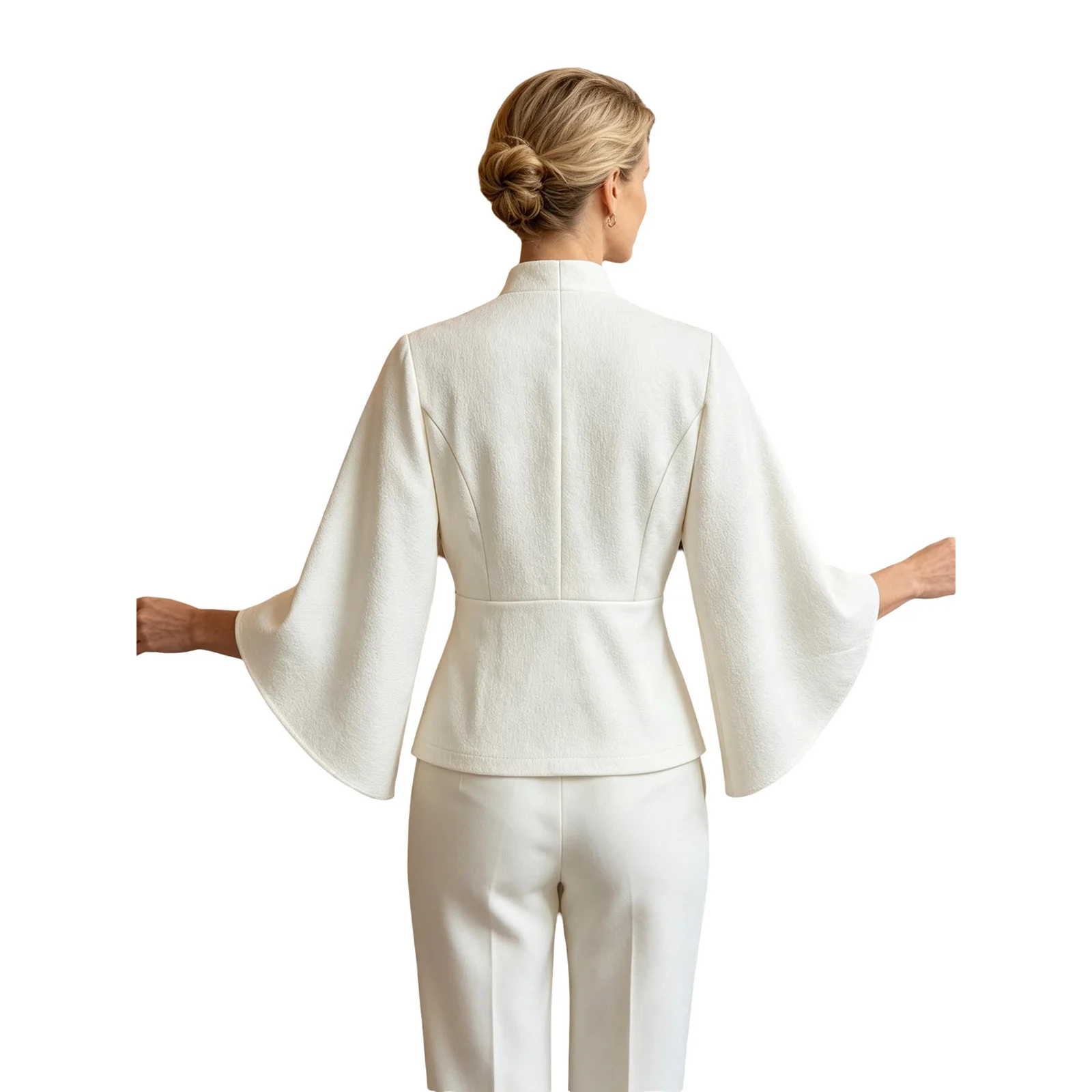 Women Business Casual Blazer V-neck Wrap Sleeves Button Formal Suits Jacket for Weekend Party Office Work Meeting Interview Wear
