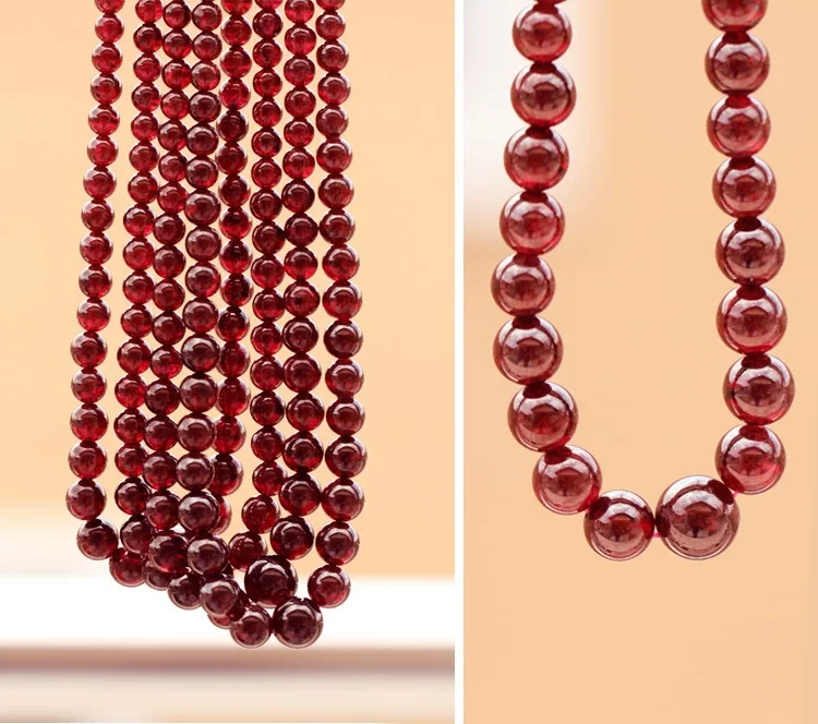 Natural Red Garnet Crystal Clear Round Beads Necklace 5-10mm Women Fashion Jewelry Genuine Garnet Pendant AAAAAA