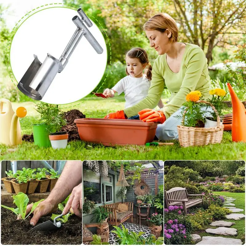 Portable Hand Held Stainless Steel Seedling Transplanter Multi-functional Seeding Bulb Planter For Agricultural Gardening Tool