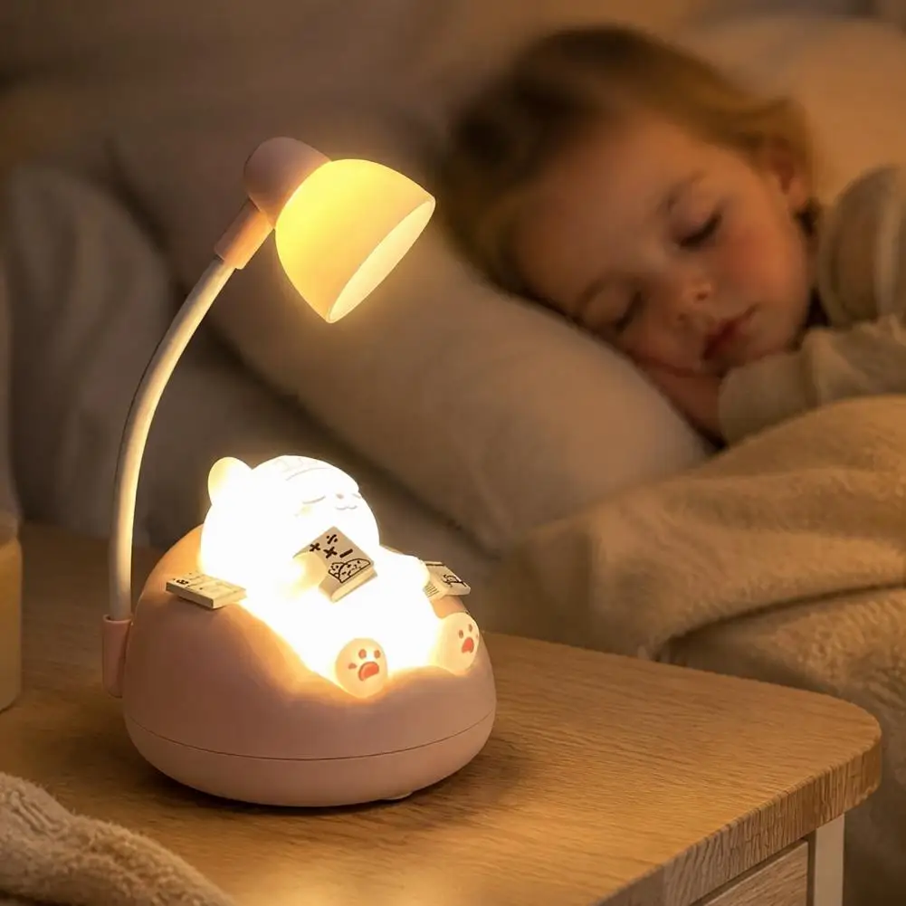 LED Table Night Light Cartoon Cute Pet Animal Bear Pig Cat Dog USB Recharge Battery Child Eye Protection Warm White Desk Lamp