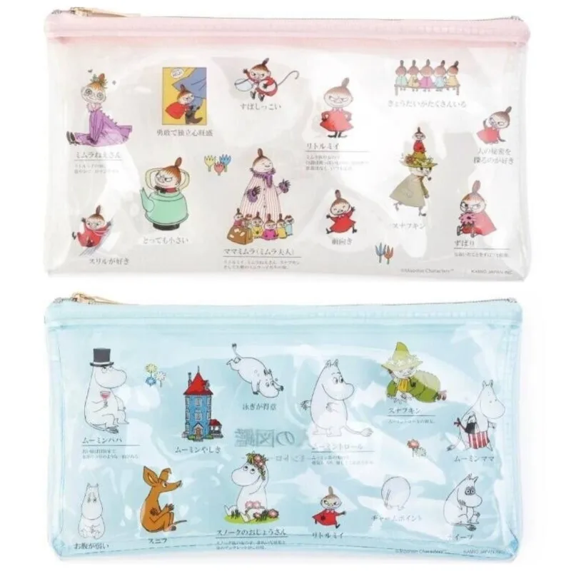 New Anime Moomins Series Pencil Case Kawaii Cartoon Character Creativity Cute Printing PVC Transparent Storage Stationery Box