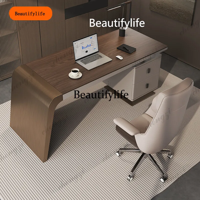 B567 Nordic Solid Wood Study Computer Desk Italian Minimalist Designer High-End Office Desk Creative Office Furniture escritorio