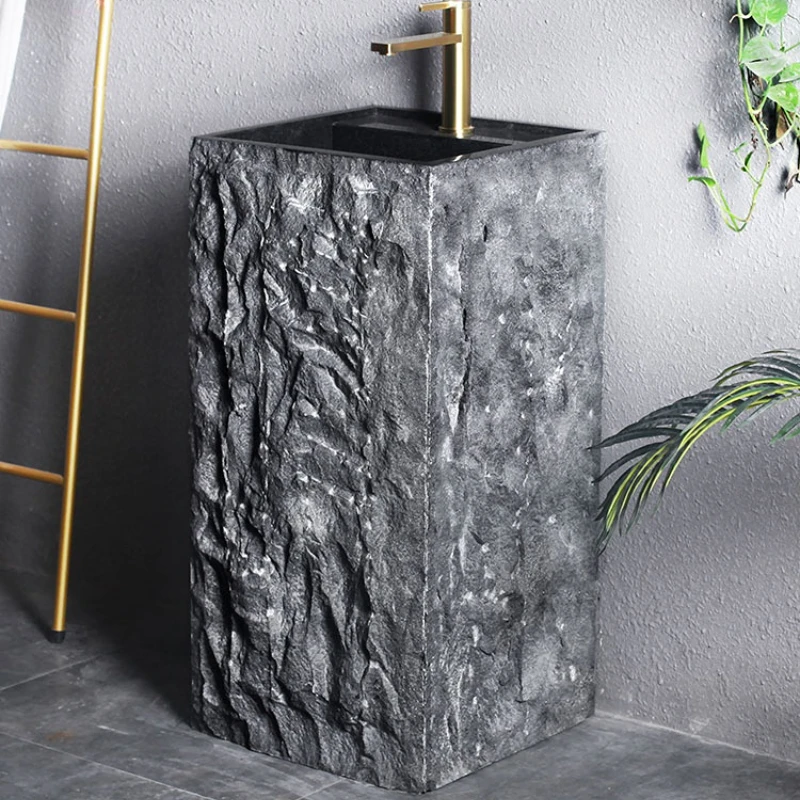 Wash Basin Outdoor Courtyard Floor-Standing Stone Wash Basin Sink Chinese Style Balcony Pedestal Basin