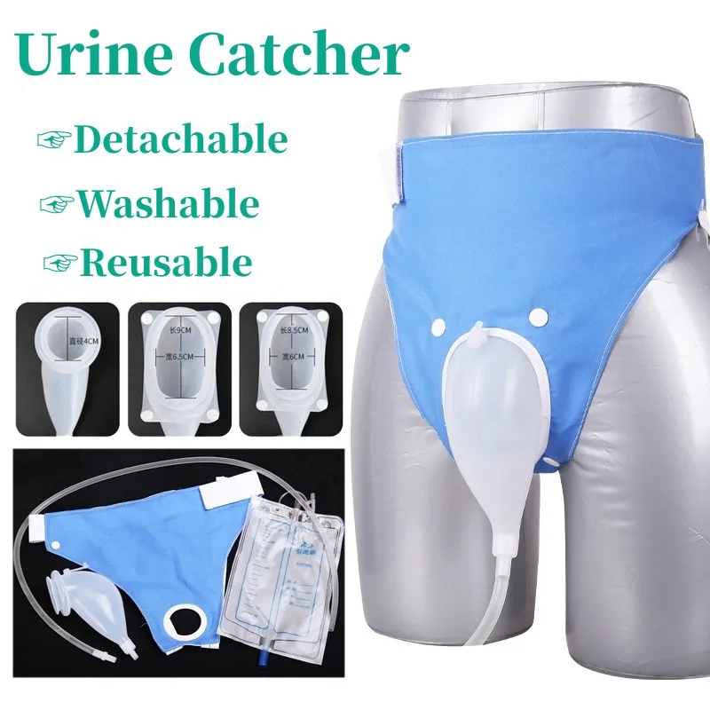 

Bedridden Use Incontinence Urine Underpants Urine Catcher Removable for Cleaning Drainage Bag Silicone Urinal