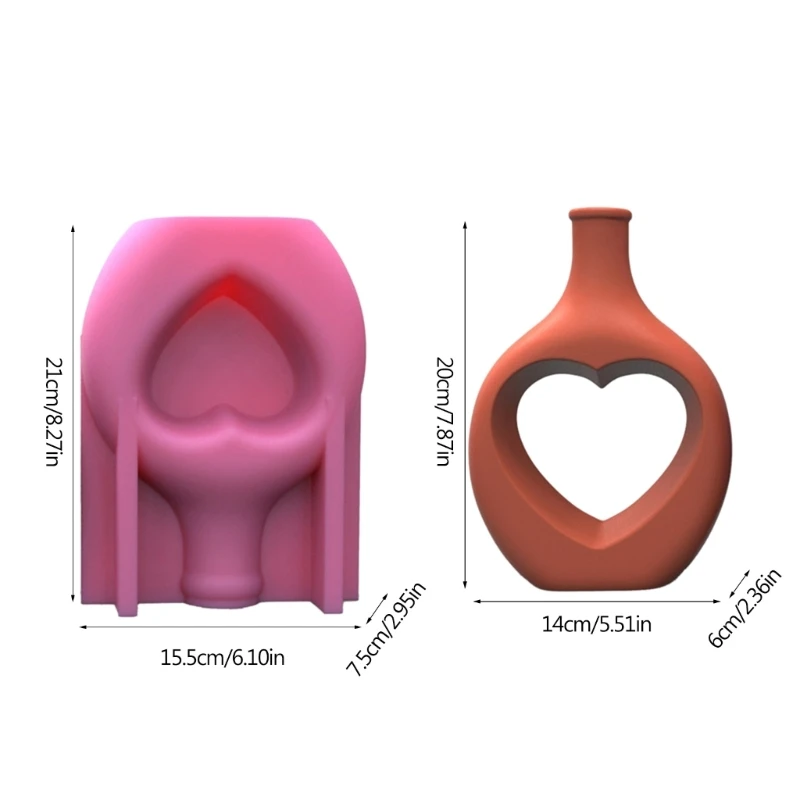 Простые стильные вазы, формы для литья из смолы, органайзер для хранения ручек в форме сердца, силиконовая форма 97QE
