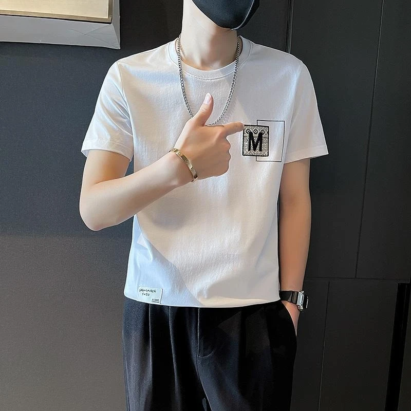 Herren Sommer Kurzarm Streetwear T-Shirt Koreanisch Inspirierter Edgy Look Top für Instagram-Vibes ​