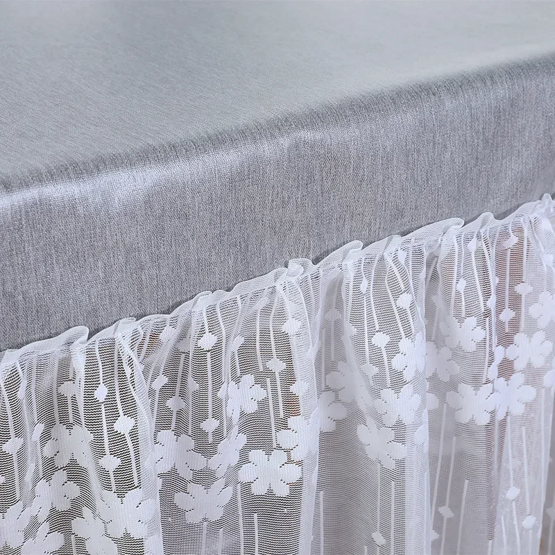 TPU Lace Table Skirt Home Tea Table Dining Table Decor Protect Cover Solid Color Laminated Waterproof Oil Repellent Tablecloth