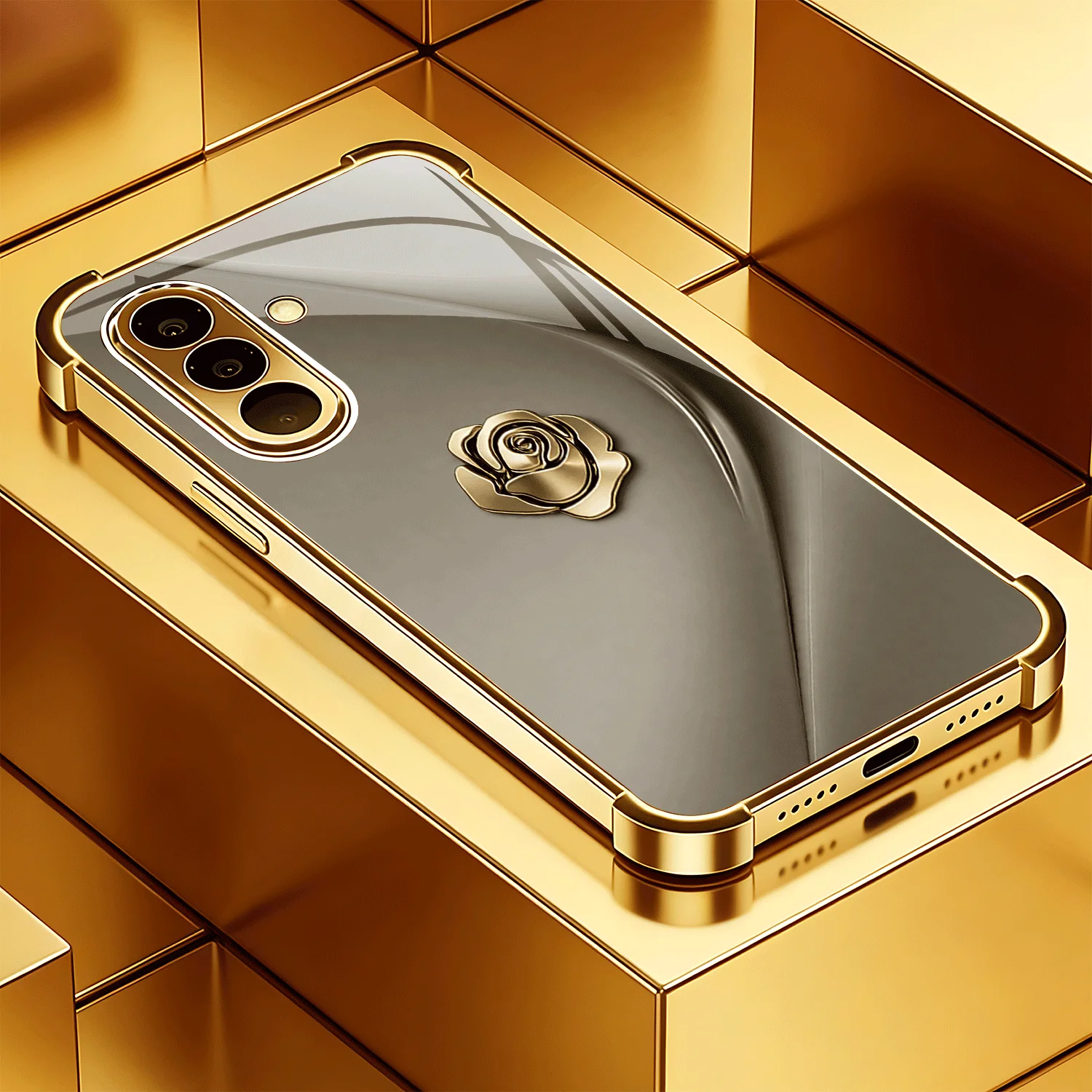 

Simple metal silver pattern electroplated four-corner anti-drop phone case for Samsung for galaxy S26 S25 S24 S22 S21 FE Ultra
