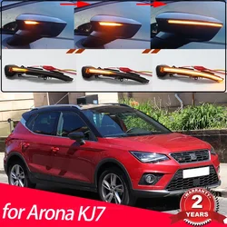 for Seat Arona KJ7 2017- 2021Dynamic Scroll Black LED Turn Signal Light Sequential Mirror Indicator Blinker Light