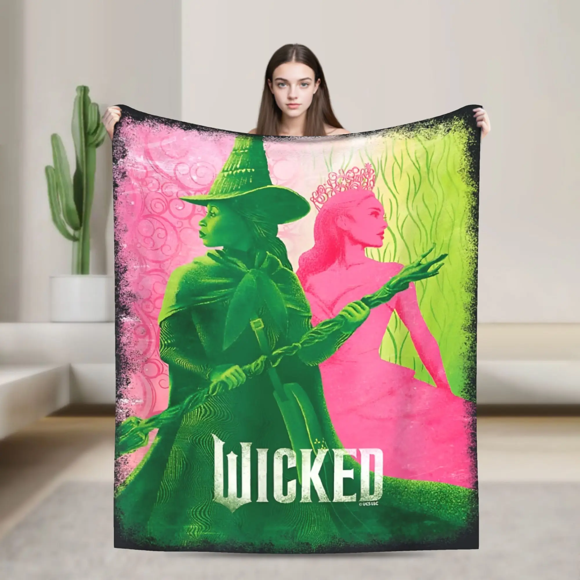 

Wicked Elphaba & Glinda Tonal Super Warm Blanket Plush Throw Blanket Print Couch Chair Flannel Bedspread Sofa Bed Cover