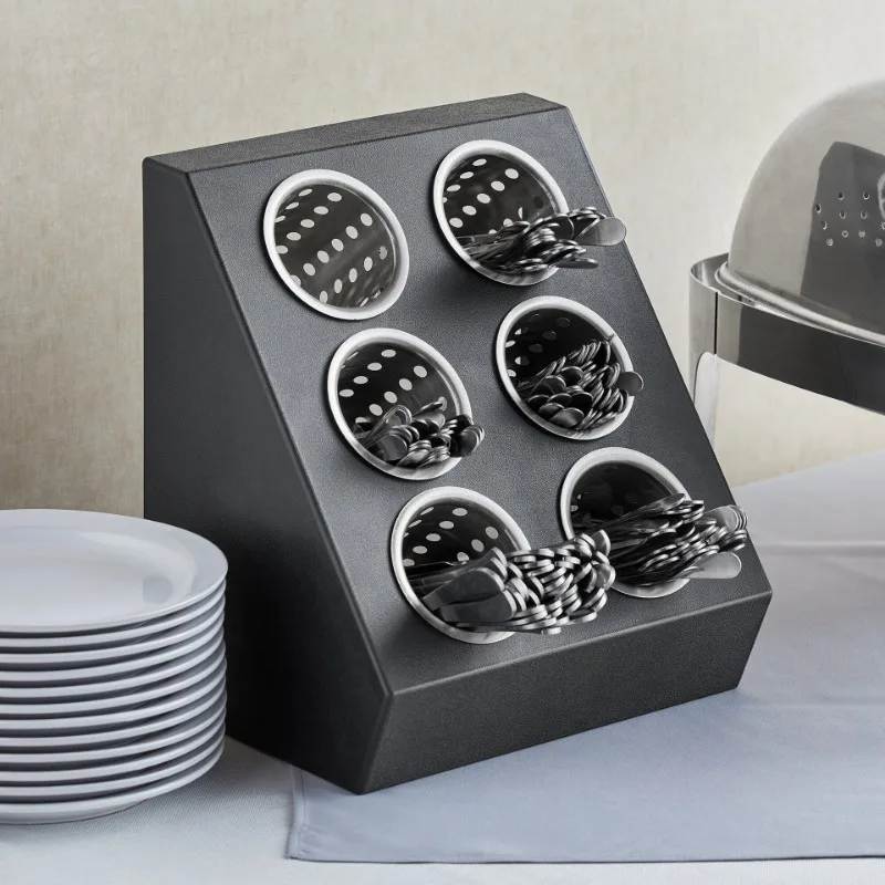 Factory price direct sales six-hole plastic tableware storage box, with perforated stainless steel cylinder 6-grid tableware