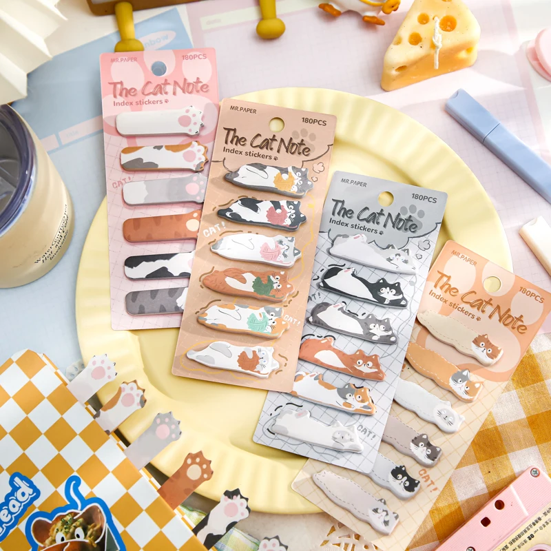 Mr. Paper 4Style 180piece/set Cute Index Sticker Cat Note Series N Times Sticker Sticky Note Classroom Notes