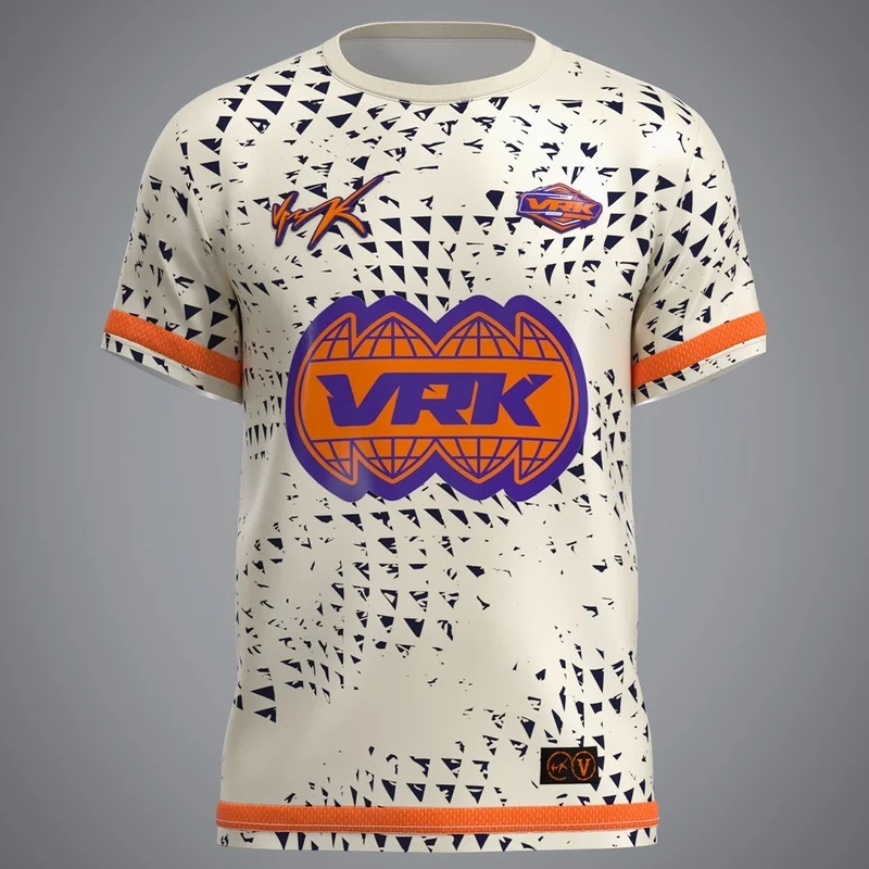 Camiseta Deportiva Unisex Retro VRK 2026 con Estampado Completo, Transpirable, de Manga Corta, Estilo Urbano, Informal, para E-Sports, para Niños y Familia
